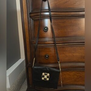 Bebe Black Crossbody Bag with Gold Chain